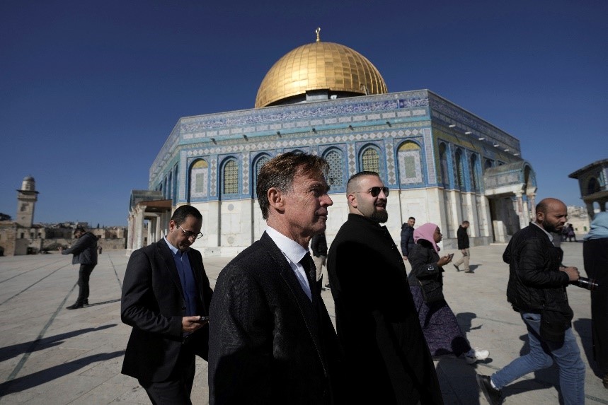 EU Representative to Palestine Sven Kun von Burgsdorff and EU delegation tour Israel’s Temple Mount. The EU has spent over 500 million euros funding Palestinian terrorist groups and the illegal seizure of protected lands in Judea and Samaria.