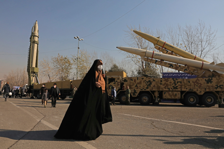 Display of short and medium-range Iranian missiles, the likes of which Iran’s Revolutionary Guard Corps. recently used to attack the U.S. consulate in northern Iraq. Iran is also developing long-range ICBMs, capable of delivering nuclear weapons, which President Biden’s new Iran deal permits.