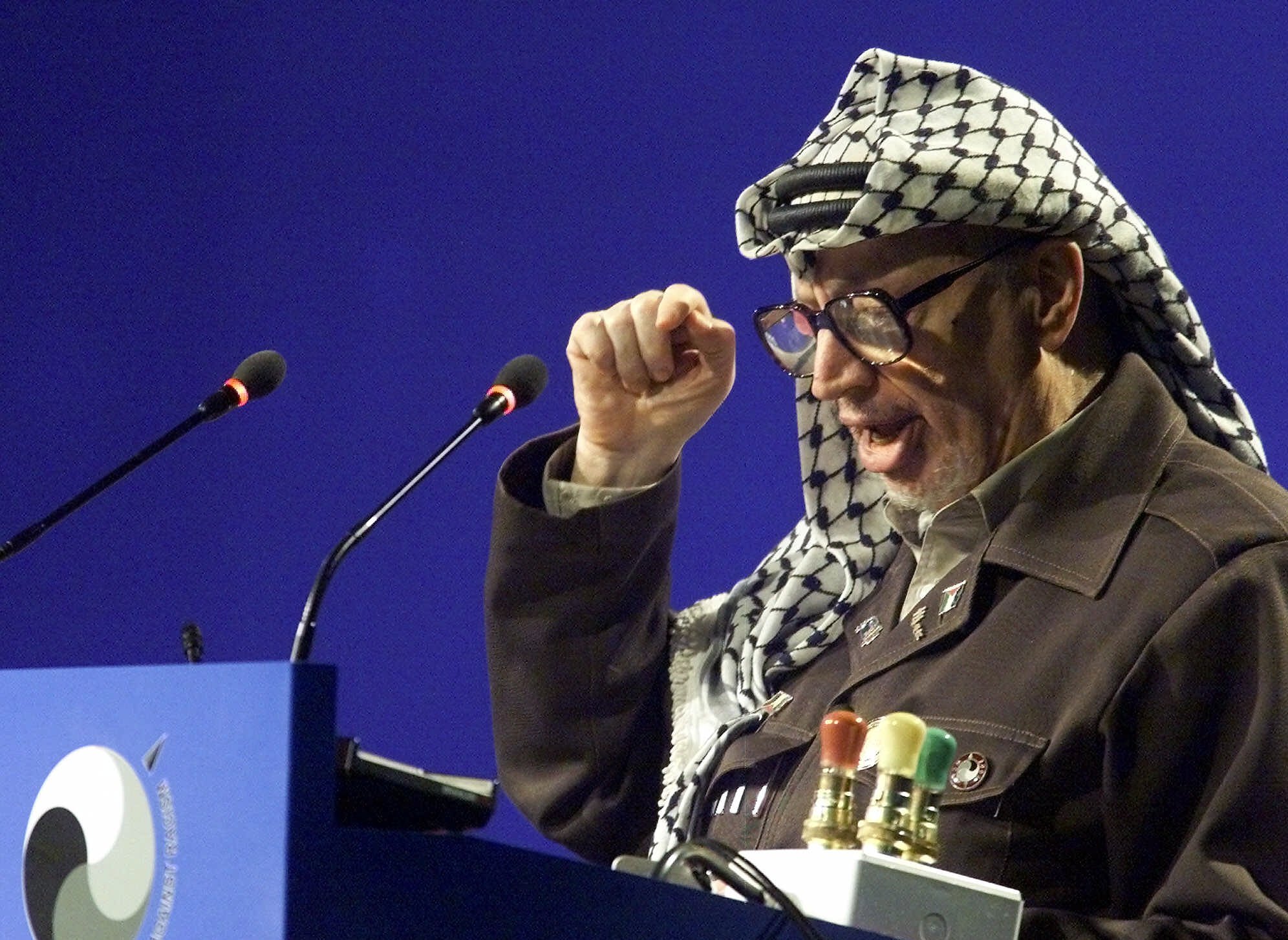 Palestinian leader Yasser Arafat, whose mission was to cleanse Jews from the Holy Land, rails against Israel at the infamous September 2001 Durban Conference. The UN celebrates this event—which was instrumental in perpetrating the “Israel apartheid lie”—again this September.
