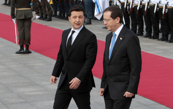 Ukraine’s Jewish President Volodymyr Zelensky and Israel’s President Isaac Herzog met in Kyiv last year.  Now, Ukraine faces the kind of military threat to its existence that Israeli statesmen have often confronted.  From Ben Gurion onward, Israel—like Ukraine—has needed to face evil alone.