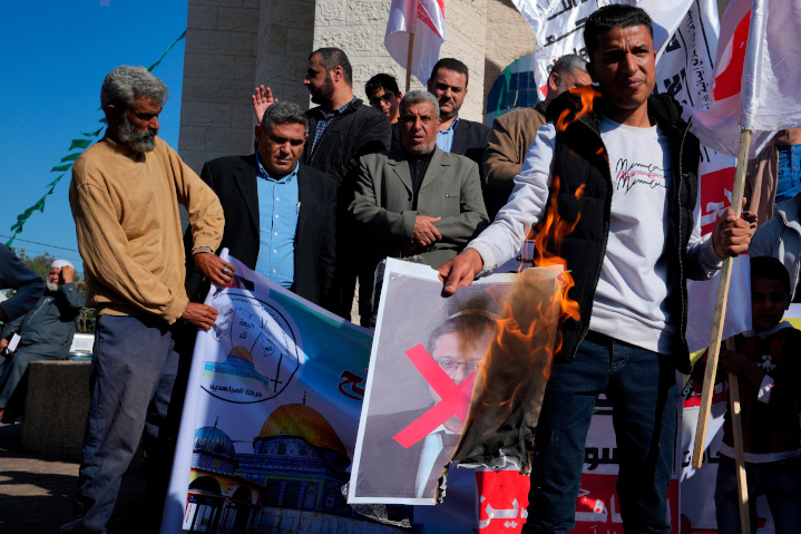 Palestinians burn photo of Israel’s National Security Minister Ben-Gvir in protest of his peaceful visit to the Temple Mount, Judaism’s holiest site. While Palestinians accuse Israel of altering the site’s “status quo,” Muslims have made far more changes to it.