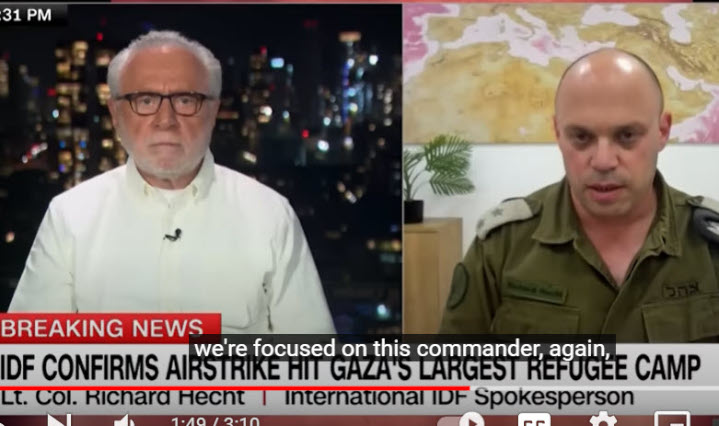 CNN’s Wolf Blitzer speaks with the IDF’s Lt. Col. Richard Hecht. Mr. Blitzer and other media prefer to focus on the deaths of Palestinian civilians, which Israel does its utmost to avoid, instead of concentrating on what the real story should be—Hamas’s war crimes. 