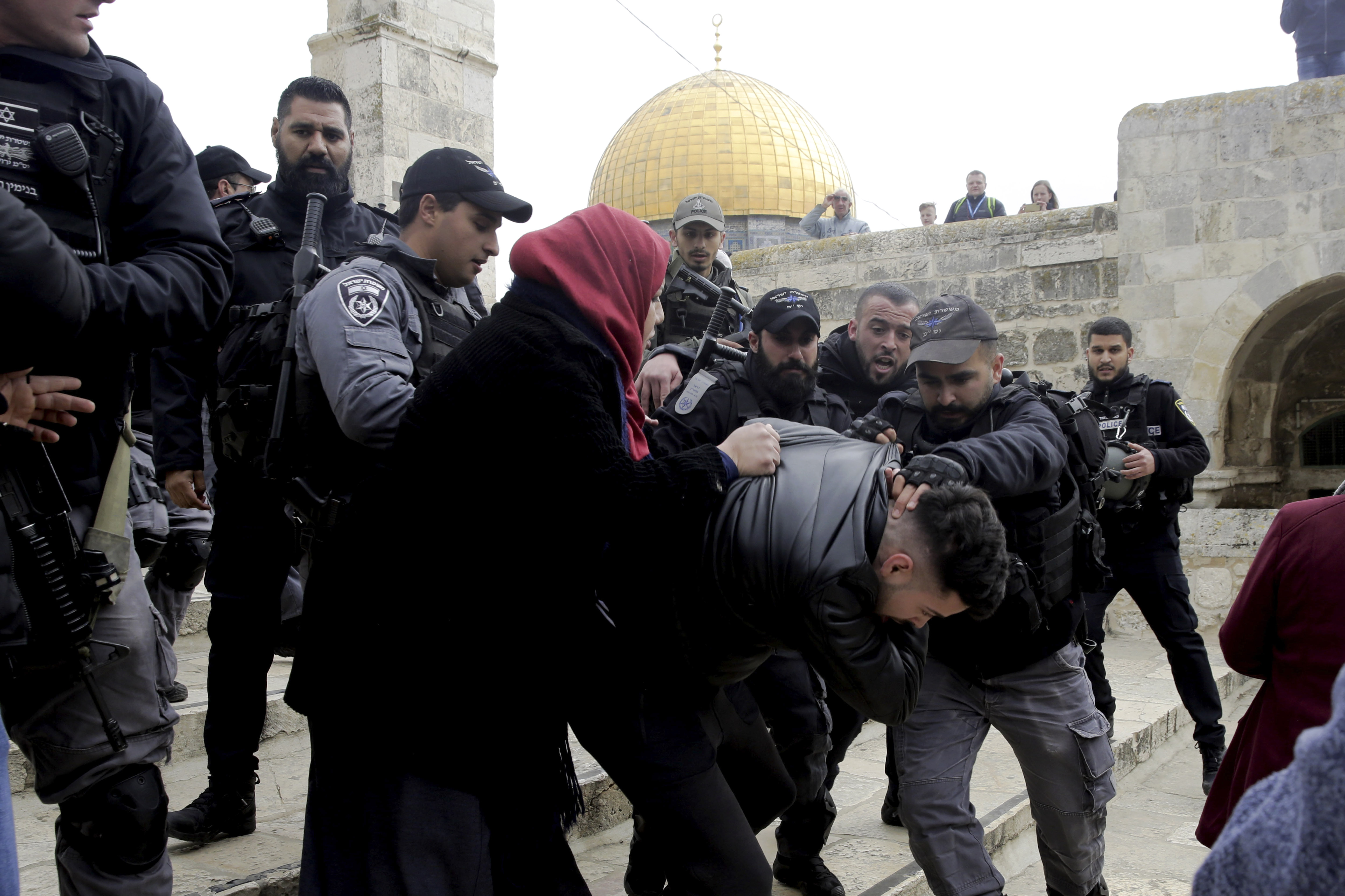 photo of Israeli police try to control a Palestinian Arab riot on the Temple Mount