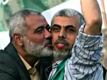 Death Cultists: Former Hamas political chief Ismael Haniyeh embraces Yahya Sinwar, Hamas’s former military leader. Both advocated Hamas’s war strategy of maximizing Palestinian deaths and suffering to turn public opinion against Israel. Sadly, this strategy works exceptionally well.