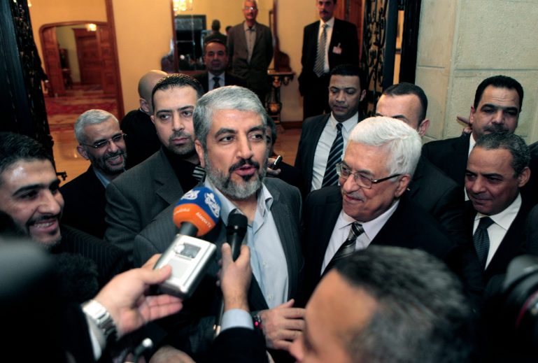 Mideast Egypt Palestinians When Hamas leader Khaled Mashal and Palestinian President Mahmoud Abbas met in 2012, the AP reported that “there is a clear sense, in both . . . Fatah and its Islamist rival Hamas, of a national movement that is fragmented and in crisis.” The two rivals remain bitter enemies—unable to make peace with themselves, let alone Israel, despite countless attempts.