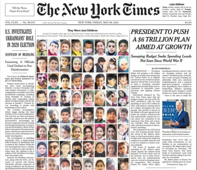 The New York Times published a photo essay—called “They Were Just Children”—on those killed in May’s Hamas-Israel war. Instead of attributing responsibility for the deaths to Hamas, which used the children as human shields, the Times implied Israel was the “child killer.